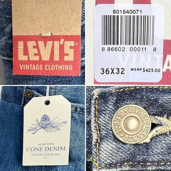 Levi’s 501z Jeans 1954 Vintage Clothing Selvedge Men’s Jeans Size 35x30* New NWT